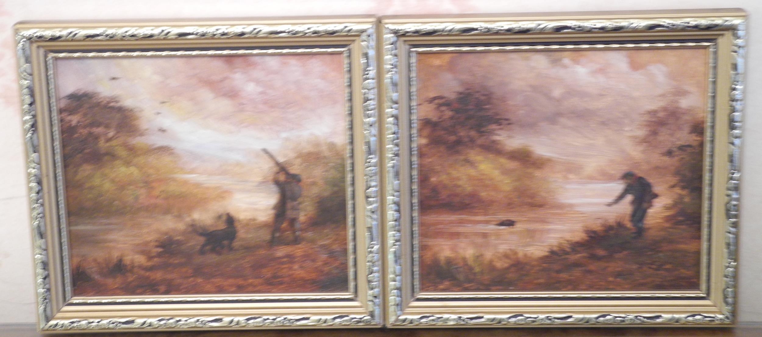 English School (20th century) A Pair, The Morning Shoot oil on board, 24.5cm x 16cm