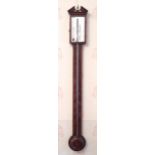 A 19th century mahogany stick barometer, the silvered dial inscribed V Bianchi, Belfast, alcohol