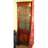 A 20th century mahogany splay front corner cabinet, 191cm high, 60cm wide