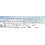 A silver Belmont pattern flatware, for twelve, comprising dessert forks and spoons, soup spoons,