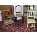 Three early 20th century mahogany side/bedroom chairs; others (5)