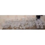 Glassware - cut glass fruit bowls; sundae dishes; jugs, vases; etc