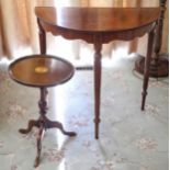 A 20th century mahogany demi-lune side table Please note the small wine table is not in this lot