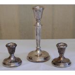 A silver table candlestick, bell shaped sconce, 19cm high, David Shaw Silverware Ltd, Birmingham