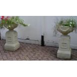 Garden Statuary - pair of reconstituted garden urn on stand