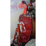 Wilson Staff, Slazenger, Clima Gard golf clubs, golf bag and trolley