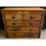 An early Victorian mahogany chest of drawers, two short over three long graduated drawers, 119cm