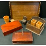 Boxes and objects - a late 19th century mahogany cigar box, with hinged lid enclosing three numbered