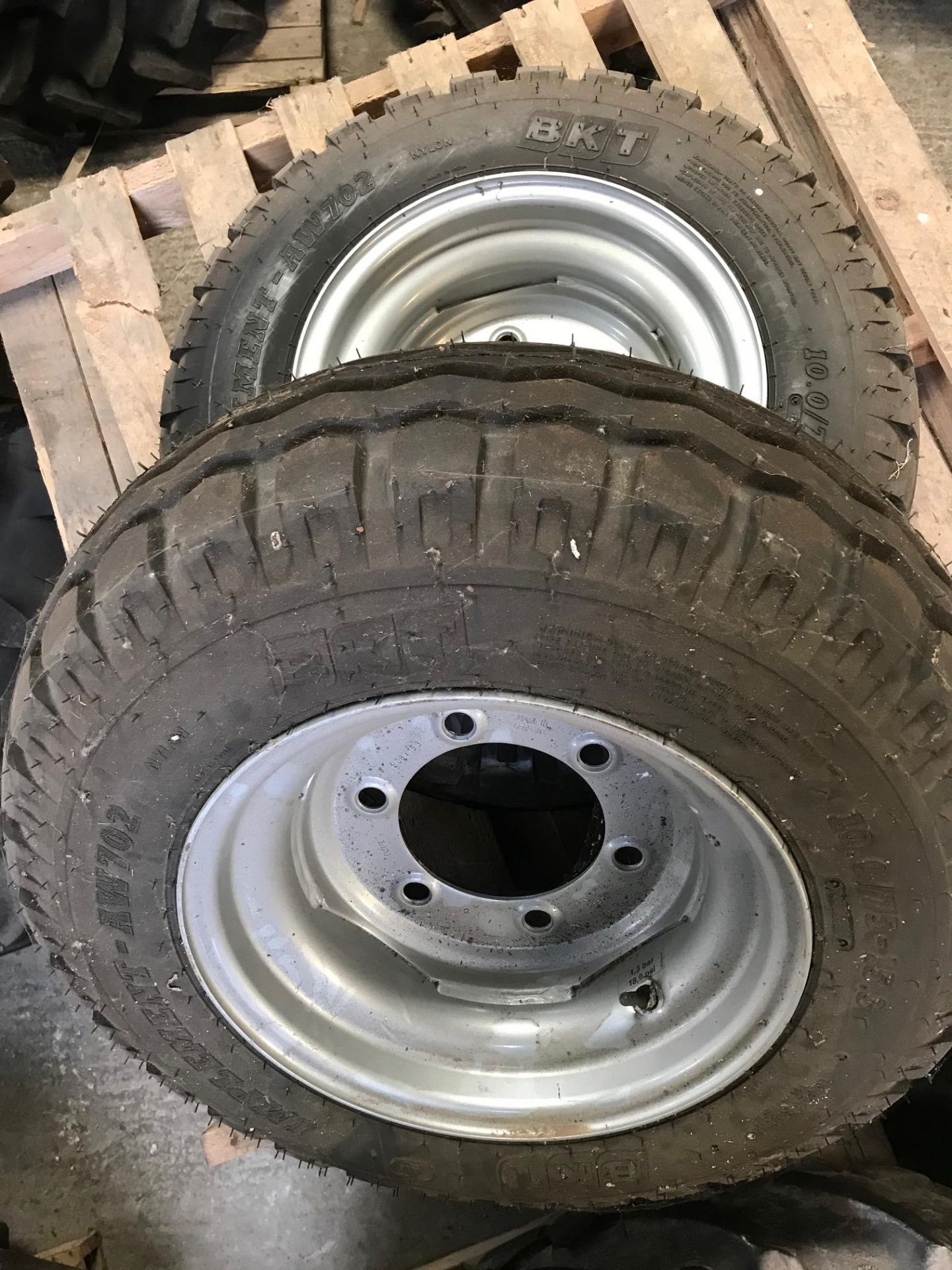 Pair New BKT 10/75-15.3 Wheels & Tyres, 6 Stud