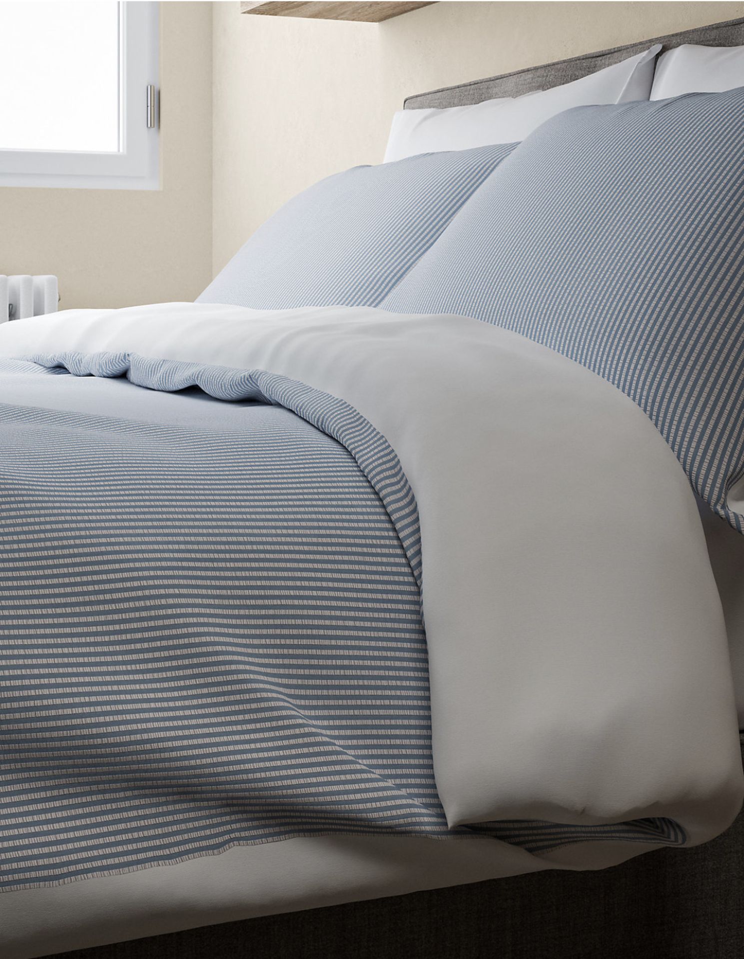 Pure Cotton Striped Seersucker Bedding Set, Double RRP £59