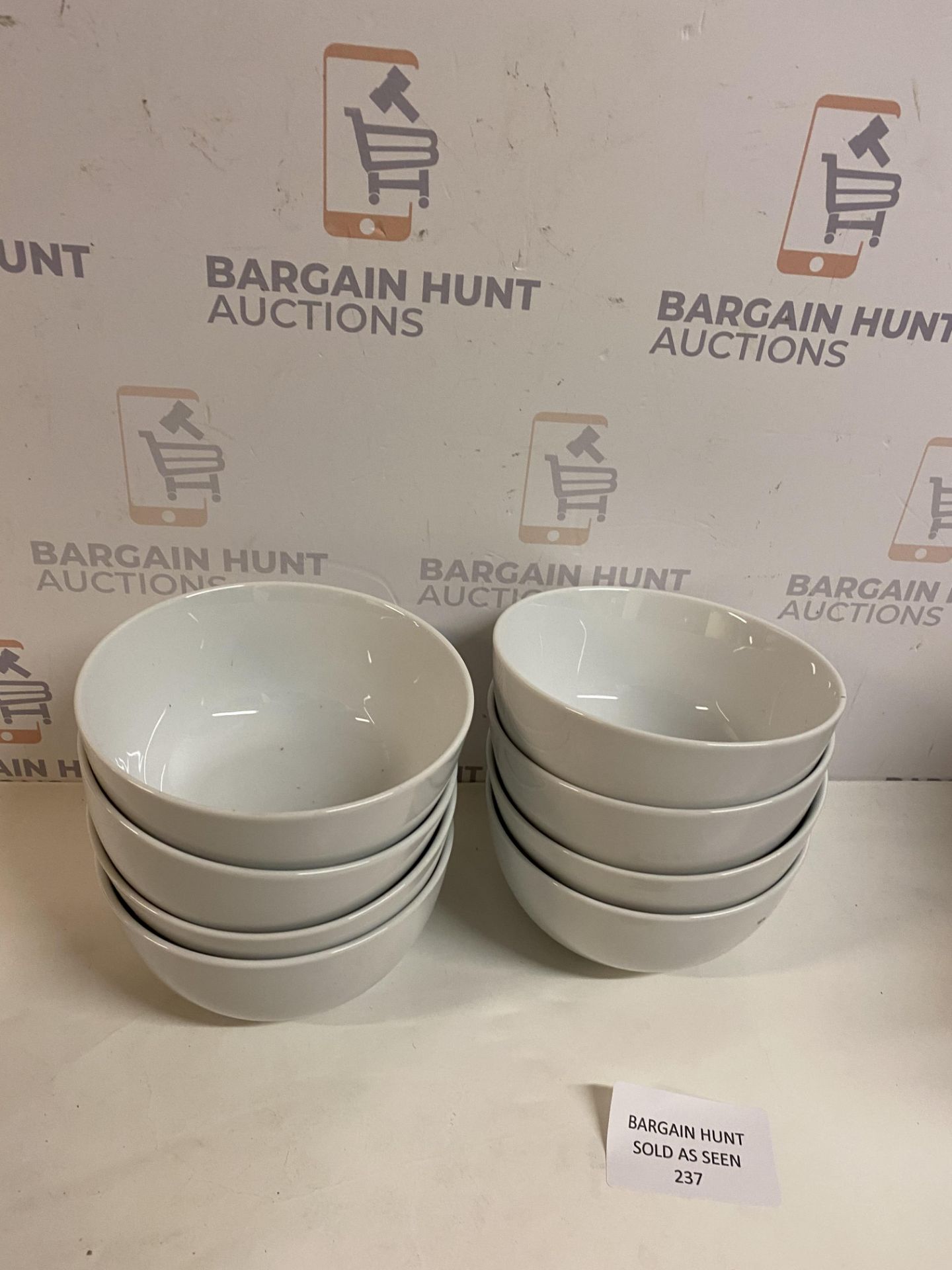 Set of 8 White Porcelain Cereal Bowls