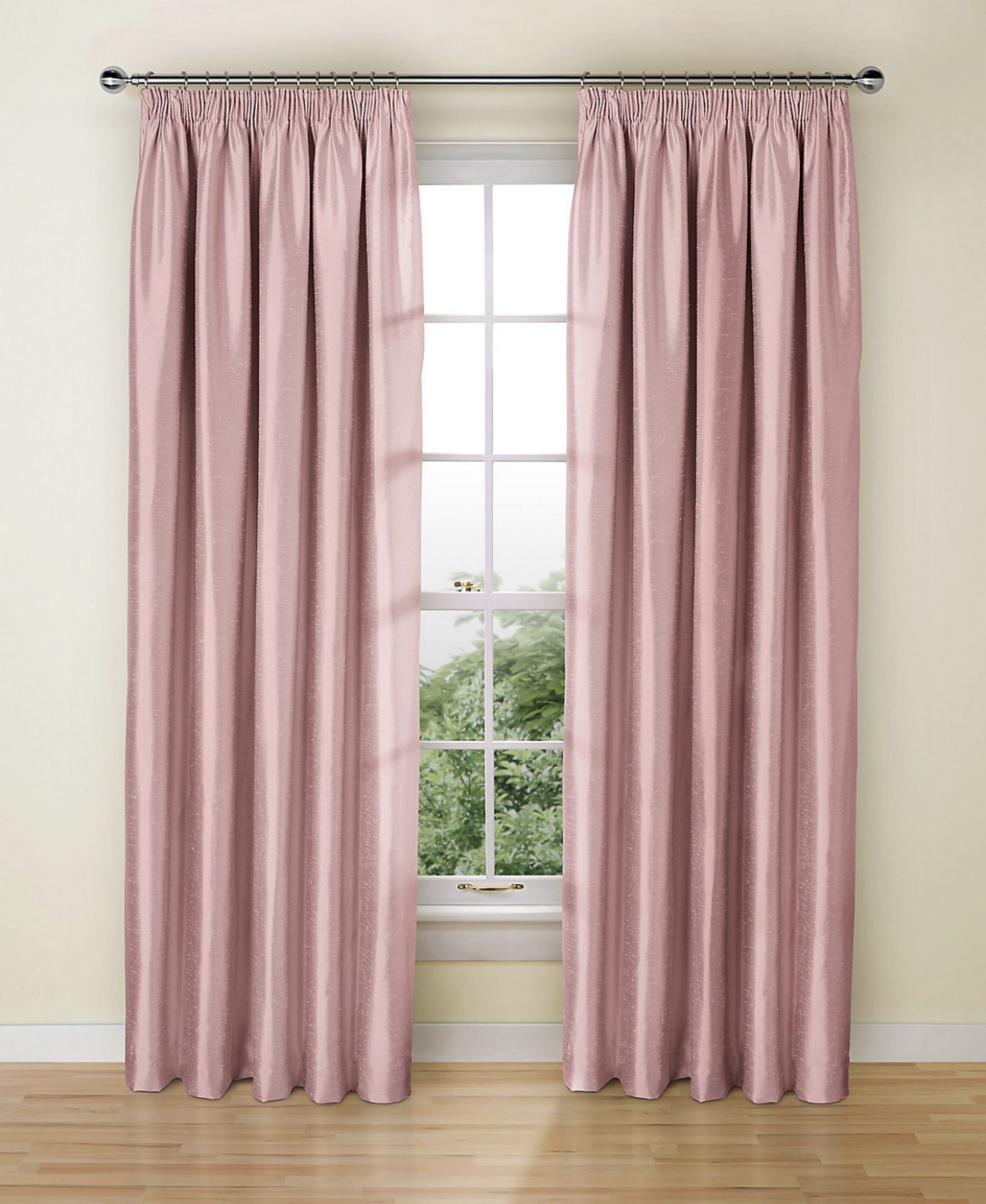 Blackout Lined Textured Faux Silk Pencil Pleat Curtains RRP £99