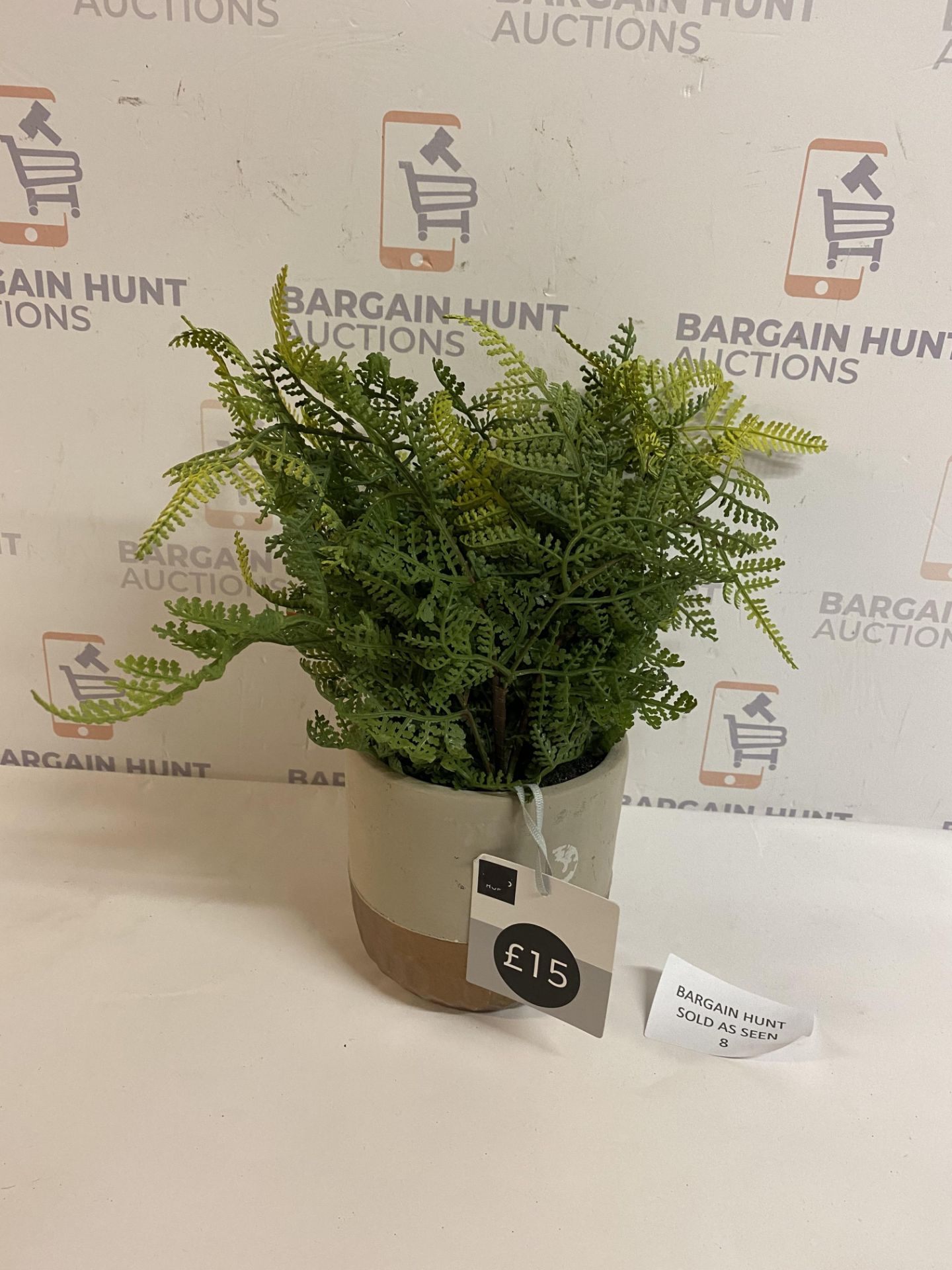 Artificial Fern In Striped Pot