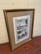 Vintage Rare Framed Art Print View of Windsor and the City of Westminster 85 x 110 cm