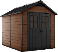 Keter Newton Outdoor Plastic Garden Storage Shed, 7.5 x 7ft (not sure if complete) RRP £1,099