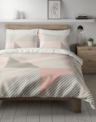 Cotton Mix Geometric Bedding Set with Fitted Sheet, Double