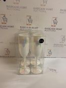 Set of 4 White Lustre Flutes