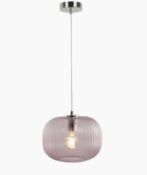 Ribbed Glass Ball Pendant Light, Pink RRP £85
