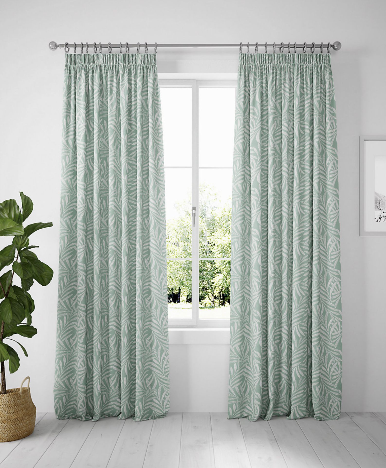 Cotton Fern Pencil Pleat Blackout Curtains