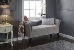 Home Source -Grey Storage Seat Box Luxury Buttoned Chenille Fabric RRP £125