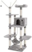 FEANDREA Cat Tree, Cat Condo with Hammock, Perch, Cat Tower, Light Grey RRP £75