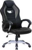 Arena Racing Swivel Gaming Chair, PU Leather, Grey and Black RRP £100