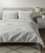 Cotton Rich Geometric Waffle Bedding Set (missing 1 pillowcase), King Size RRP £79