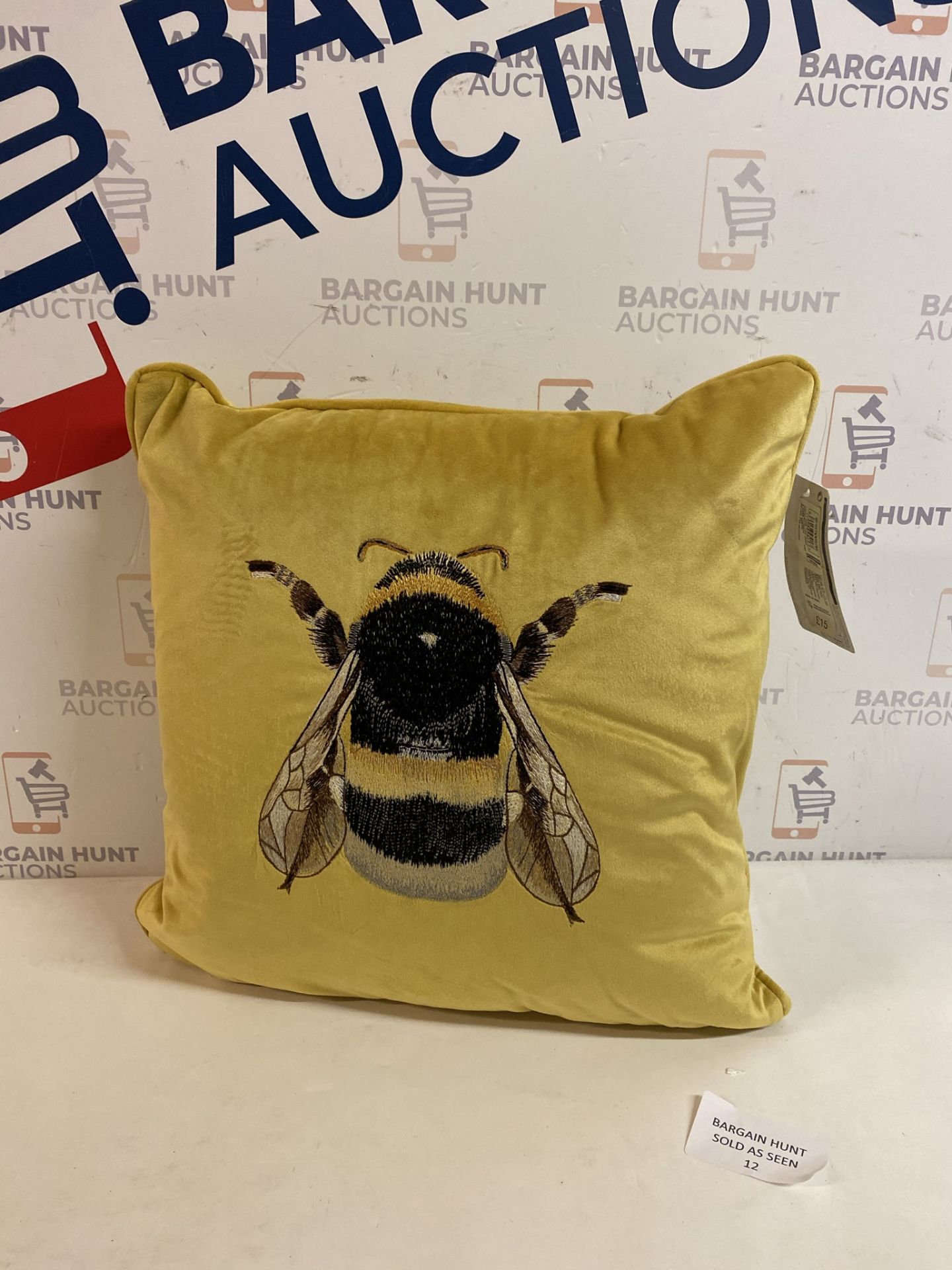 Velvet Embroidered Bee Cushion