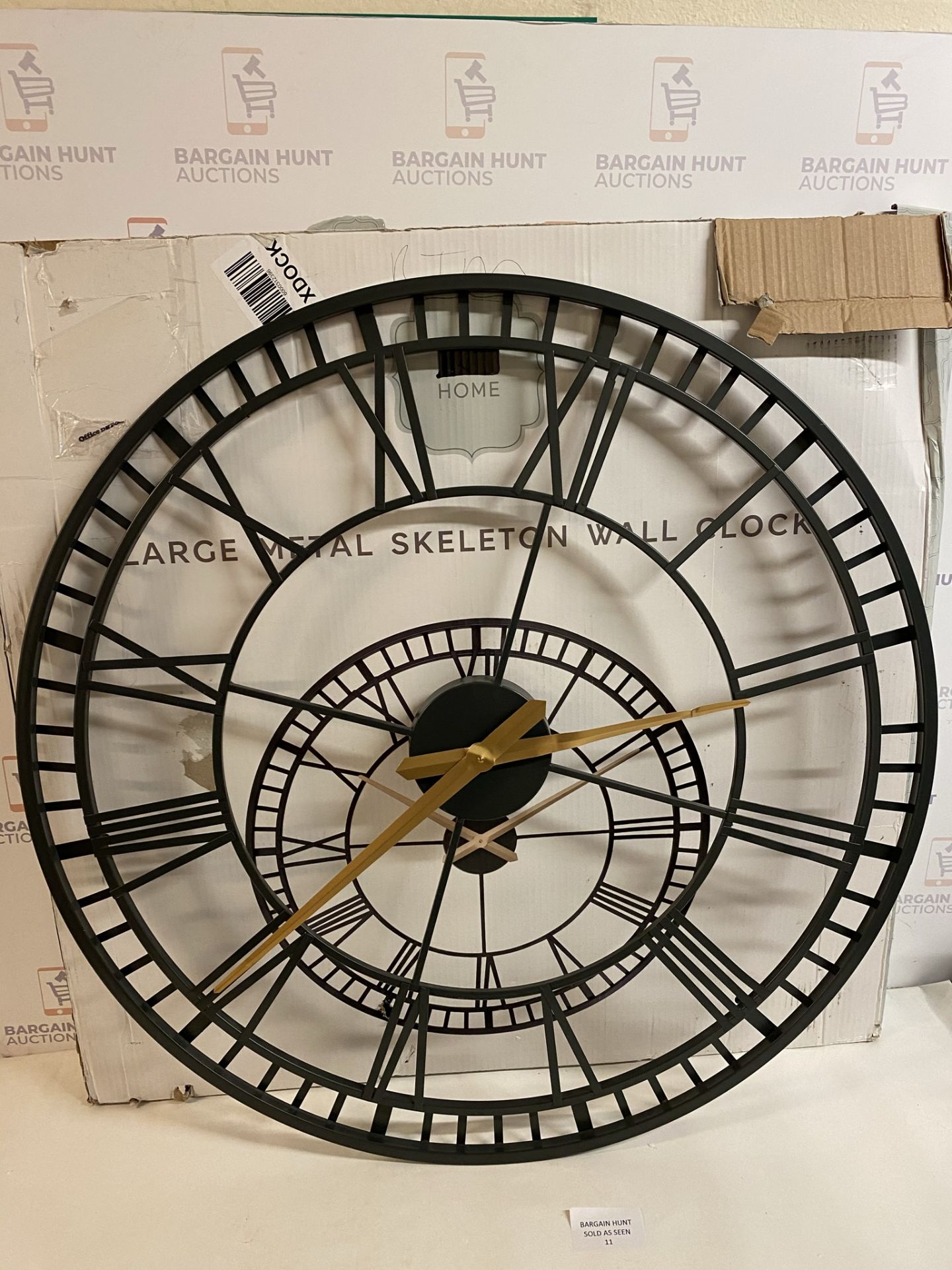 Metal Skeleton Wall Clock, Large (hour hand slightly dented, see image) RRP £89