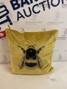 Velvet Embroidered Bee Cushion