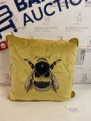 Velvet Embroidered Bee Cushion