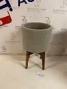 Stoneware Medium Grey On Legs Planter