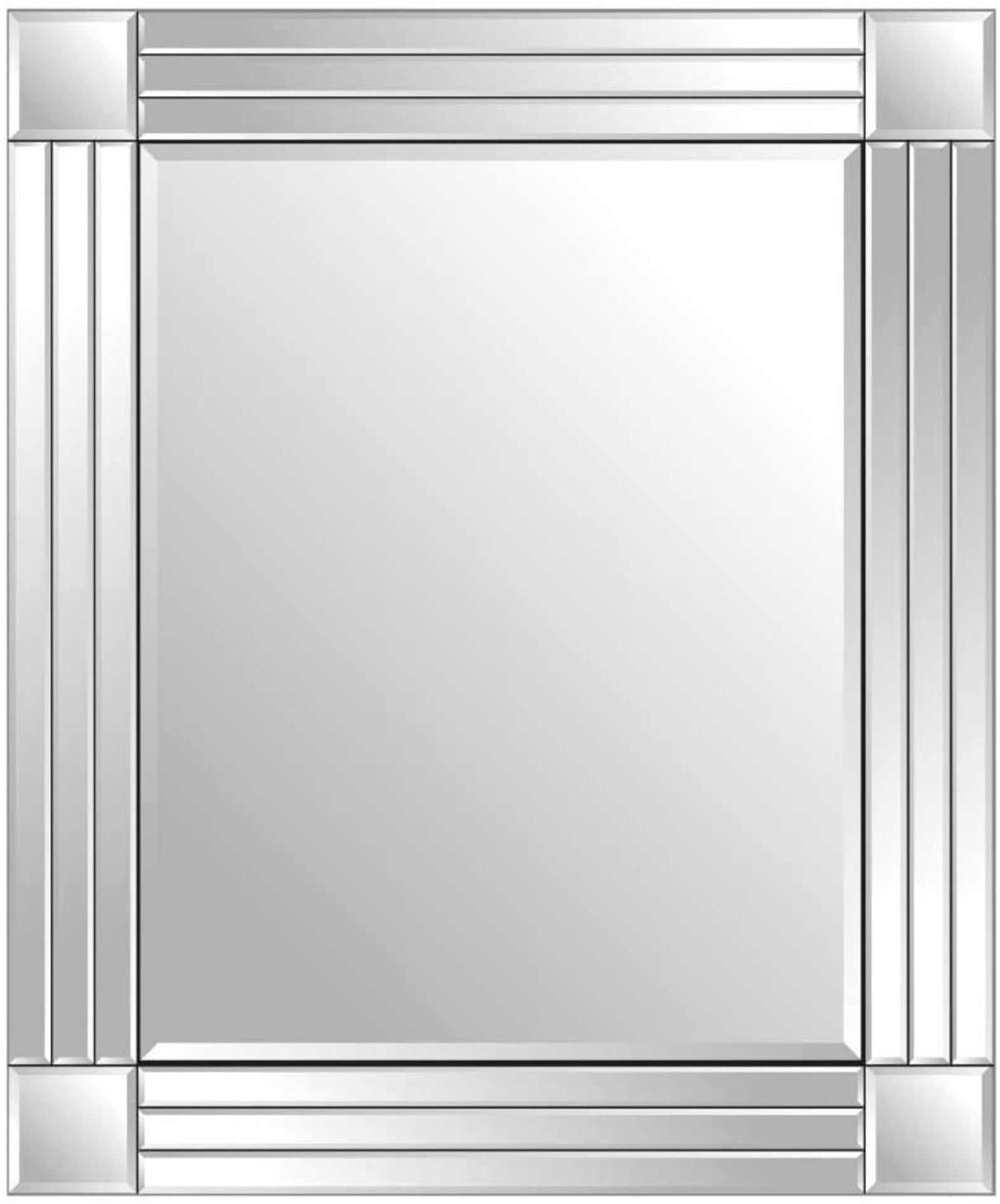 Silver Triple Bevelled Venetian Wall Mirror 2Ft3 X 1Ft11 (68cm X 58cm)