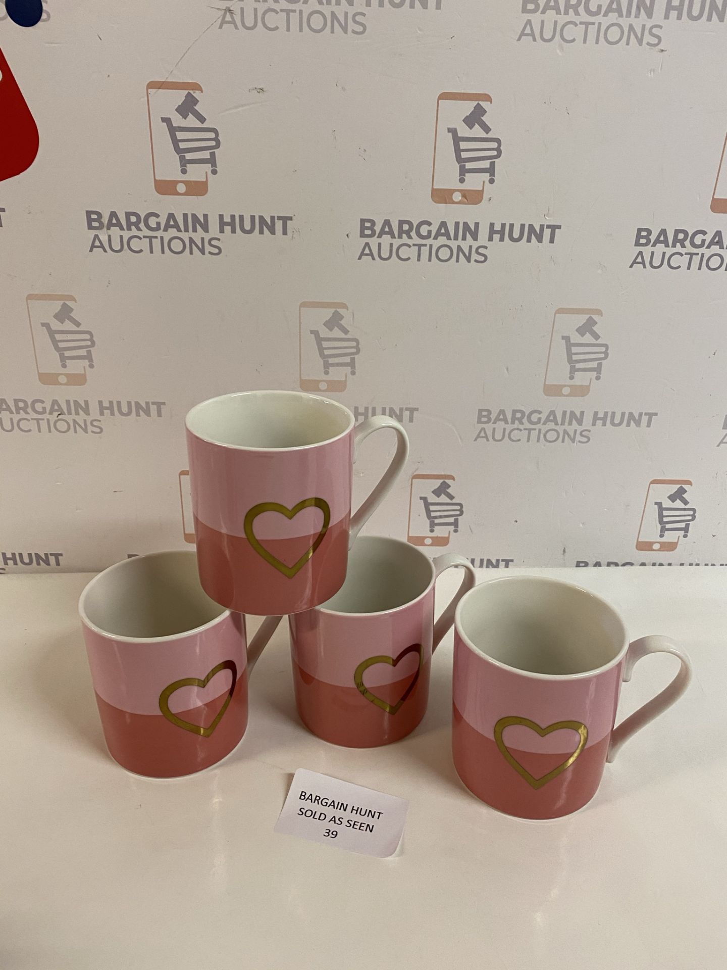 Set of 4 "Love Heart" Mugs, RRP £5 Each