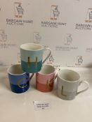 Set of 4 Alphabet Mugs, RRP £5 Each