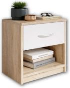 Stella Trading Bedside Table, Oak, Sonoma/ABS White, 28 x 39 x 41 cm