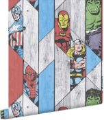 Marvel Wood Panel Thor Spiderman Hulk Captain America Wallpaper, 0.52 x 10 m