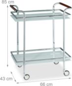 Relaxdays Frosted Glass Serving Trolley, Tea Station, Push Cart (unboxed, see image) RRP £110
