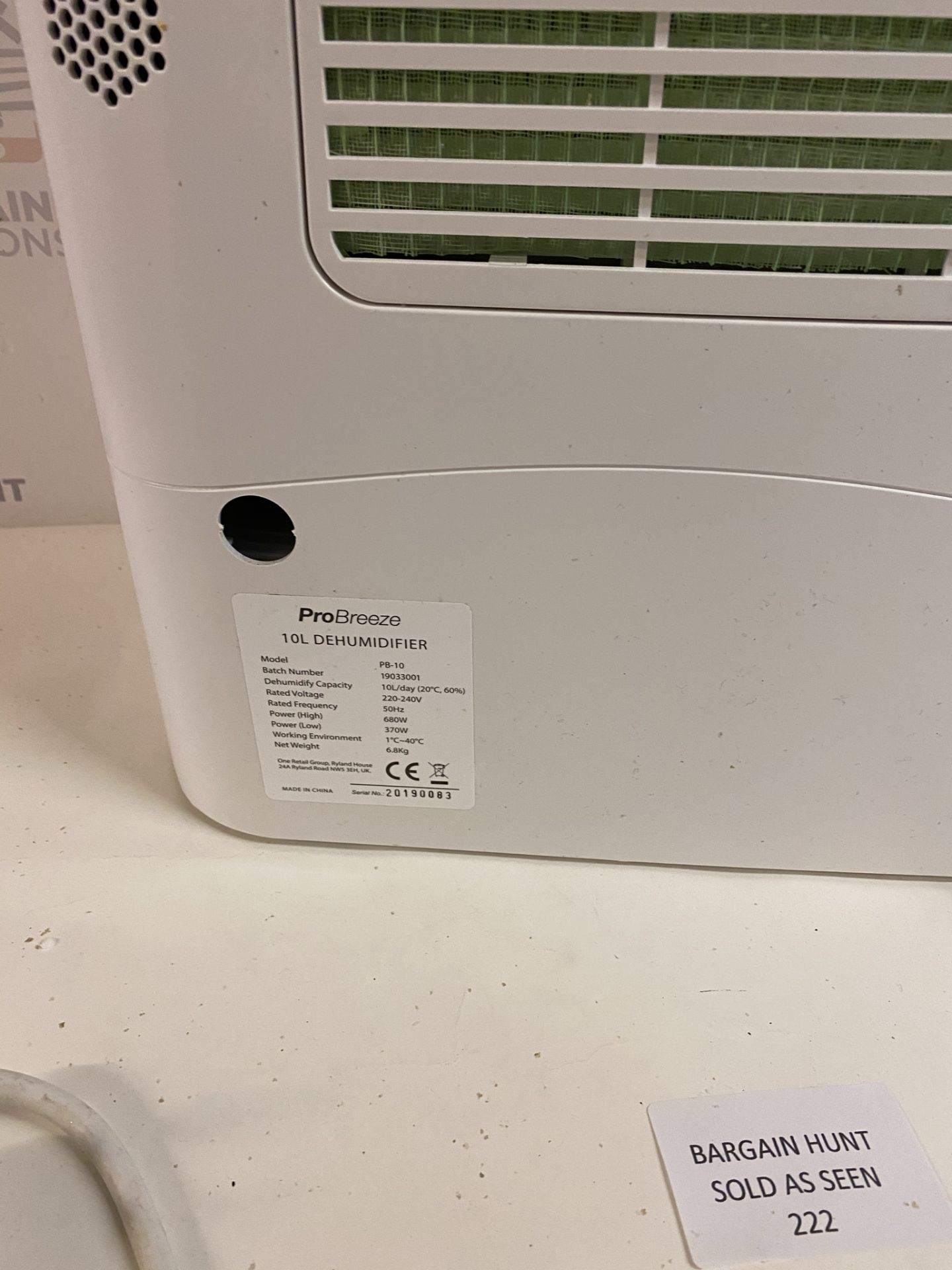 Pro Breeze® 10L Desiccant Dehumidifier with Timer, Air Filter RRP £170 - Image 2 of 2