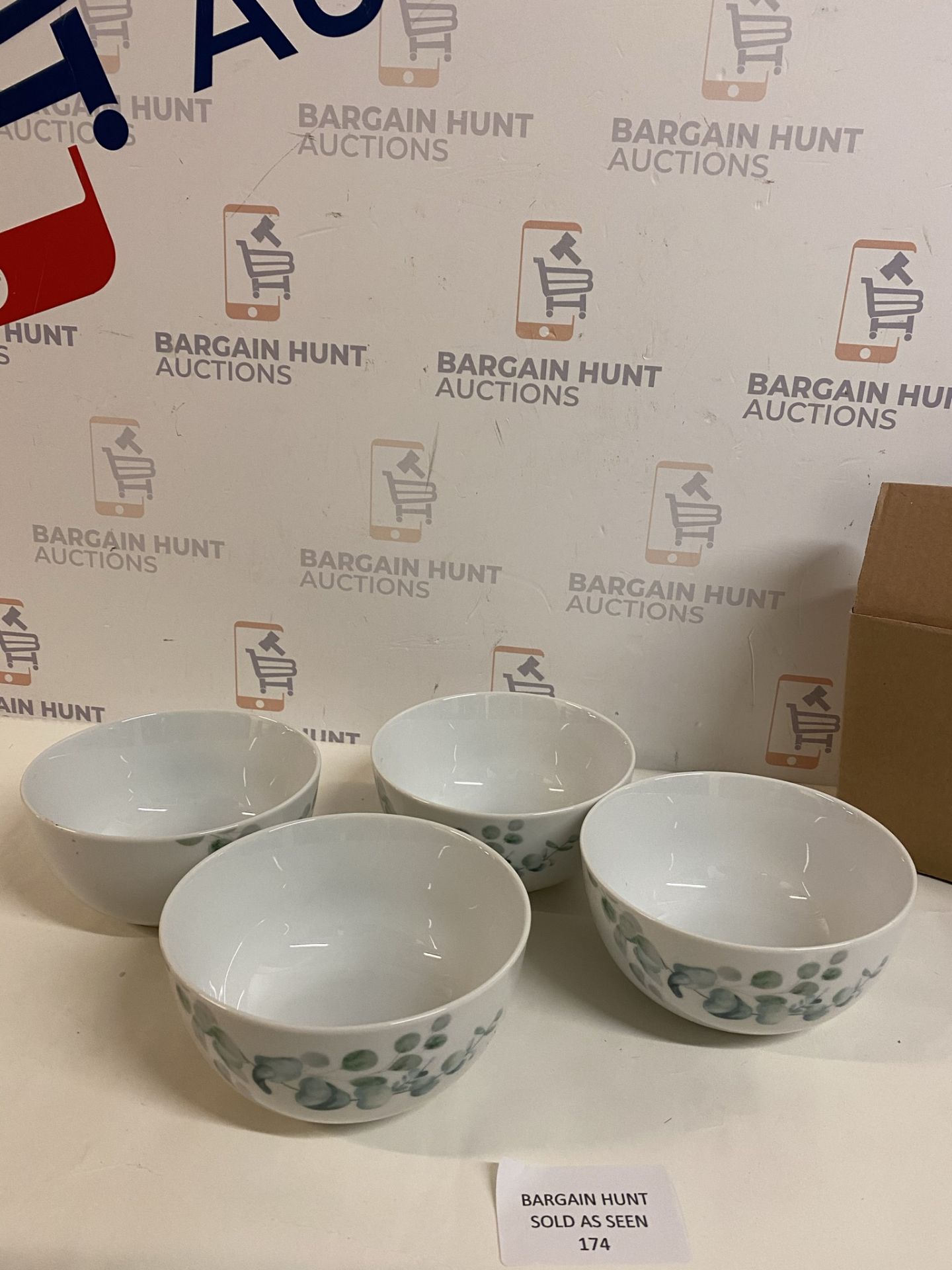 Set of 4 Eucalyptus Porcelain Cereal Bowls