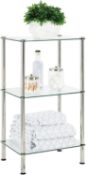 mDesign Modern Shelving Unit – Glass Bathroom Storage with 3 Tiers RRP £45