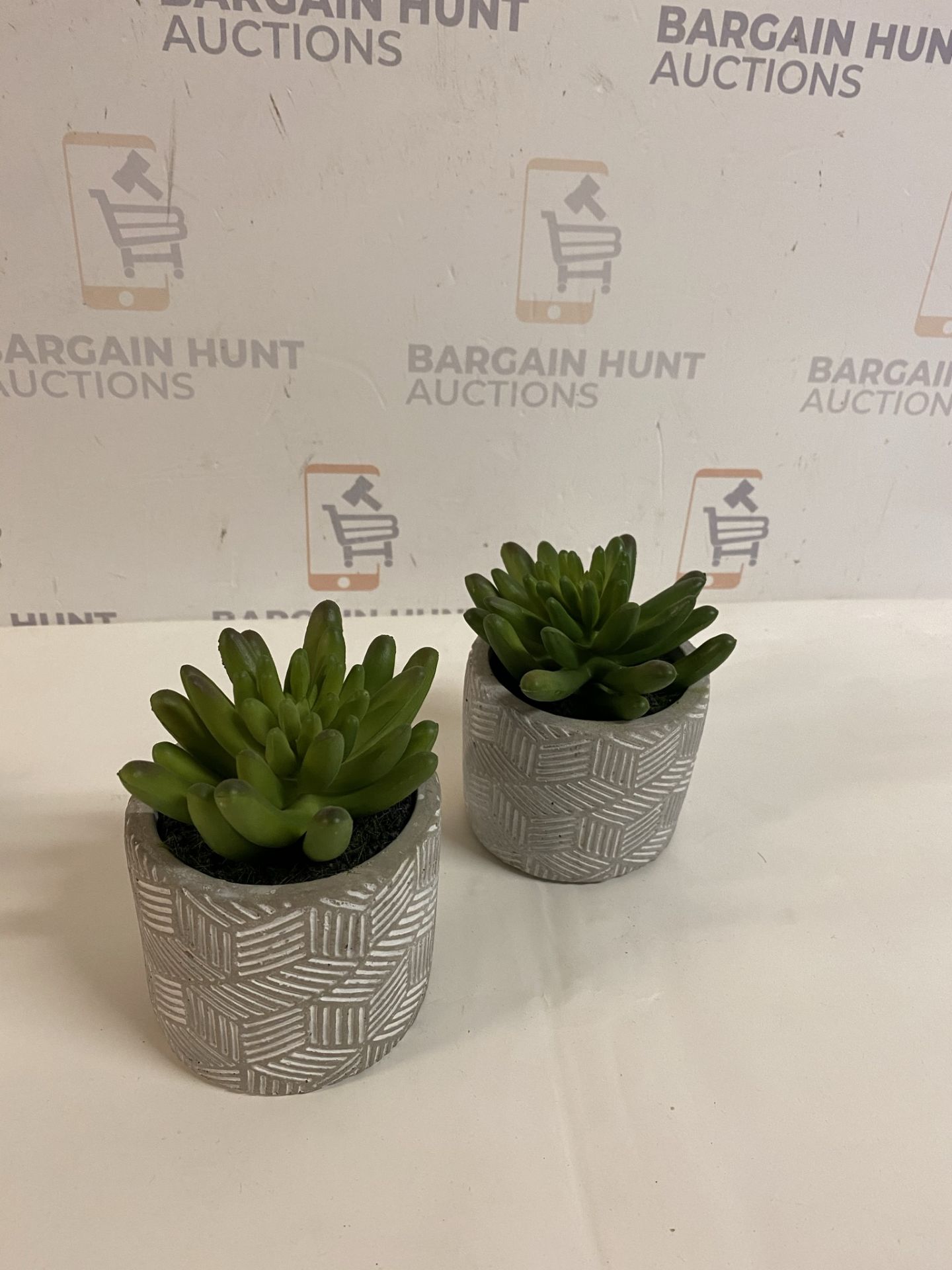 Artificial Mini Succulent In Concrete Pot, Set of 2