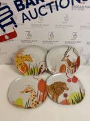 Set of 4 Animal Jungle Dinner Plates