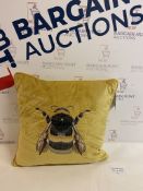 Velvet Embroidered Bee Cushion