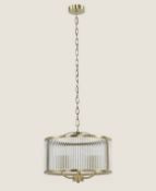 Elegant Monroe Glass Pendant Light, Antique Brass RRP £149