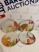 Set of 4 Animal Jungle Dinner Plates