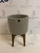 Medium Grey on Legs Planter (cracked, see image)