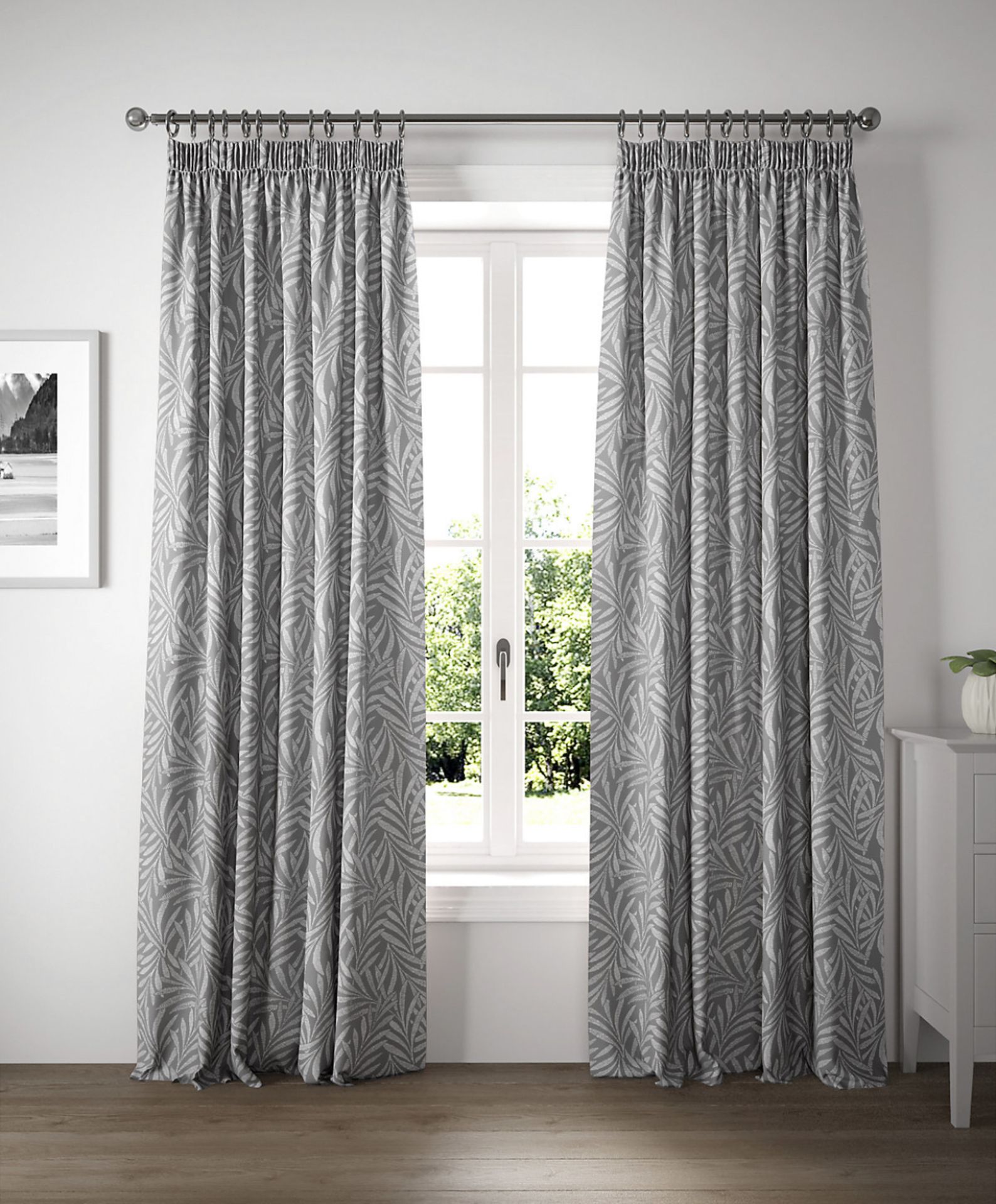 Cotton Fern Pencil Pleat Blackout Curtains RRP £79