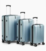 Set of 3 Lisbon Hard Shell 8 Wheel Suitcase, Blue RRP £240