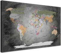 World Map Noble Gray, 120 x 80 cm, in one part (minor damage at rear, see image) RRP £90